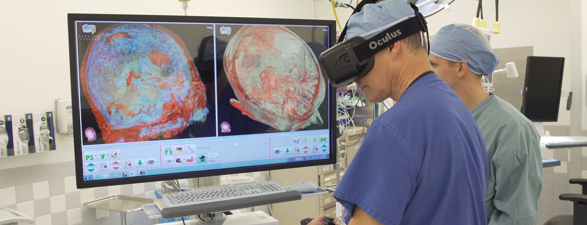 Surgeons use VR to assist in procedures.